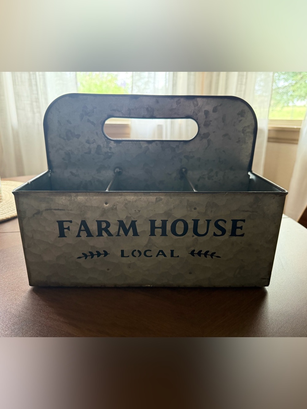 Farmhouse Galvanized Metal Storage Caddy Organizer Rustic Farm House Decor